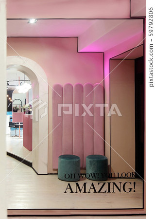 Interior of luxury stylish beauty salon. Hall.Pink Interior of luxury stylish beauty salon. Hall.Pink 59792806