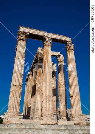 Ruins of the Temple of Olympian Zeus at the center of the Athens city Ruins of the Temple of Olympian Zeus at the center of the Athens city 59793103