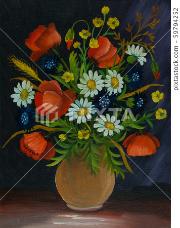 Bouquet with different flowers in a vase Bouquet with different flowers in a vase 59794252