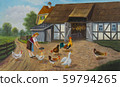 Several animals in the garden on a farm 59794265