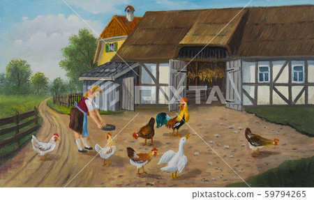 Several animals in the garden on a farm Several animals in the garden on a farm 59794265