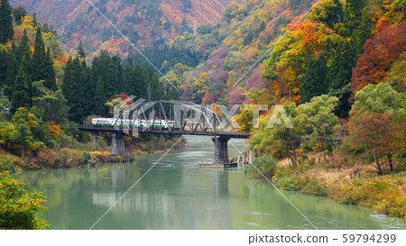 Tadami Line Fourth Bridge and Train Tadami Line Fourth Bridge and Train 59794299