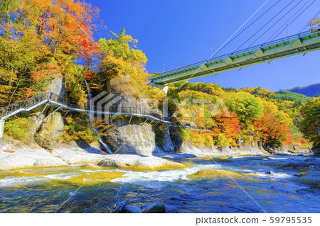 Colored Suwa Gorge and Bridge 1 59795535