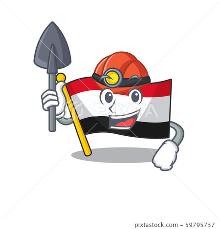 Mascot flag yemen with in miner character 59795737