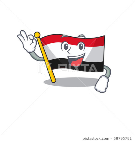 Flag yemen cartoon with in okay character 59795791