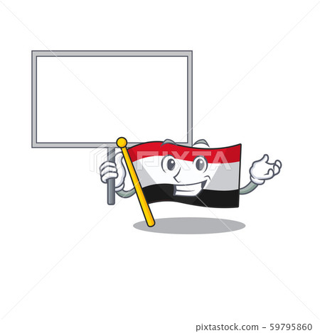 Cartoon flag yemen isolated in bring board character 59795860