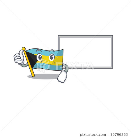 Flag bahamas cartoon with in thumbs up with board character 59796263