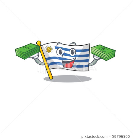 Flag uruguay cartoon with in holding money character Flag uruguay cartoon with in holding money character 59796500