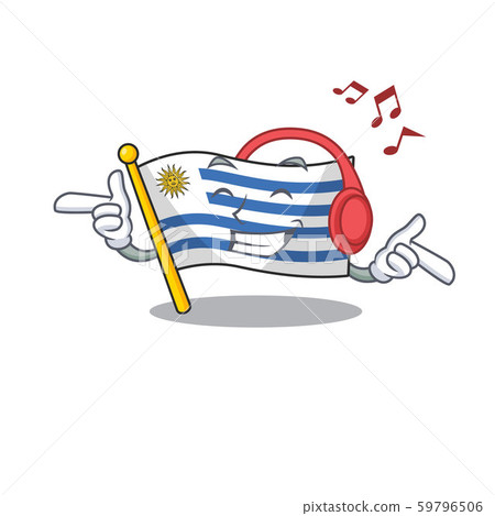 Flag uruguay cartoon with in listening music character Flag uruguay cartoon with in listening music character 59796506