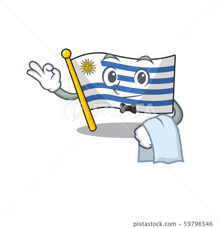 Flag uruguay cartoon with in waiter character Flag uruguay cartoon with in waiter character 59796546