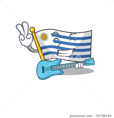 Flag uruguay cartoon with in with guitar character Flag uruguay cartoon with in with guitar character 59796549