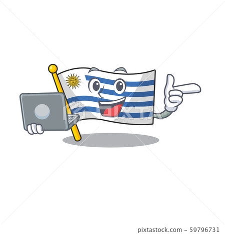 With bring laptop cartoon flag uruguay in with mascot With bring laptop cartoon flag uruguay in with mascot 59796731