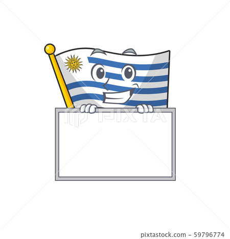 Grinning with board cartoon flag uruguay in with mascot 59796774