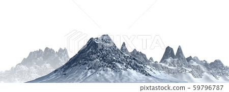 Snowy mountains Isolate on white background 3d illustration 59796787