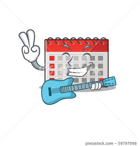 Calendar cartoon with in mascot shape with guitar Calendar cartoon with in mascot shape with guitar 59797098