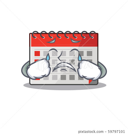 Calendar cartoon with in mascot shape crying 59797101