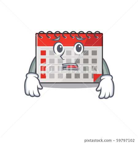 Calendar cartoon with in mascot shape afraid Calendar cartoon with in mascot shape afraid 59797102