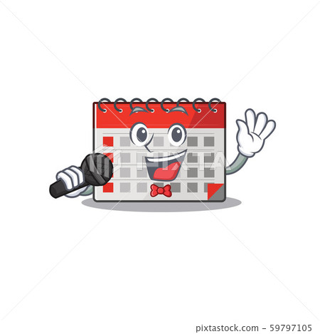 Calendar cartoon with in mascot shape singing 59797105
