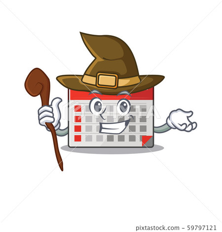 Calendar cartoon with in mascot shape witch Calendar cartoon with in mascot shape witch 59797121