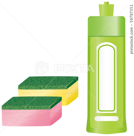 Dishwashing detergent and sponge image illustration Dishwashing detergent and sponge image illustration 59797351