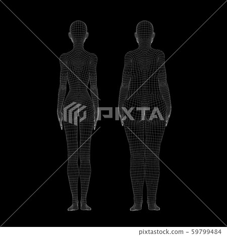 線框女性飲食形象perming3DCG插圖素材 線框女性飲食形象perming3DCG插圖素材 59799484