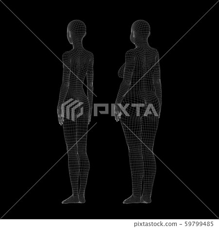 線框女性飲食形象perming3DCG插圖素材 線框女性飲食形象perming3DCG插圖素材 59799485