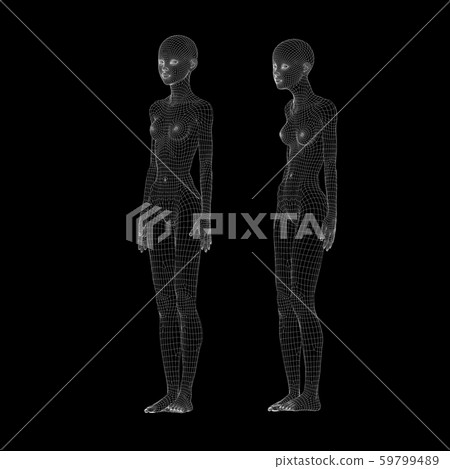 線框女性姿勢比較perming3DCG插圖素材 59799489