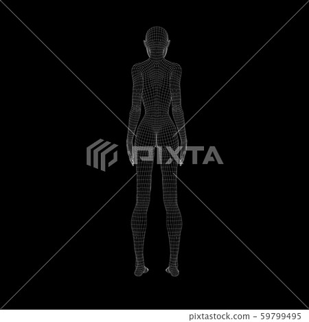 Wire frame female pose perming3DCG illustration material 59799495