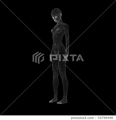 Wire frame female pose perming3DCG illustration material 59799496