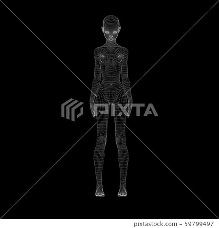 線框女性姿勢perming3DCG插圖素材 59799497