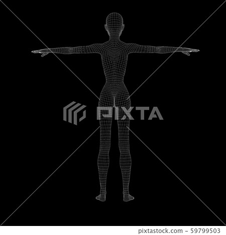 線框女性基本姿勢perming3DCG插圖素材 線框女性基本姿勢perming3DCG插圖素材 59799503