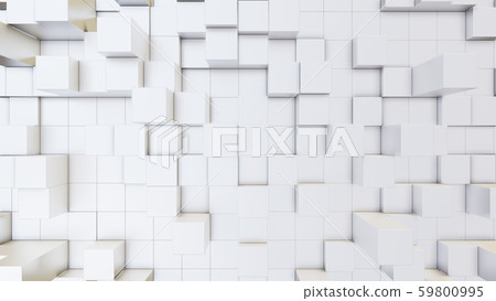 Abstract 3D illustration of white cubes background 59800995