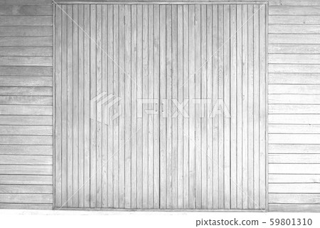 Old grunge white wood simple door and wooden wall 59801310