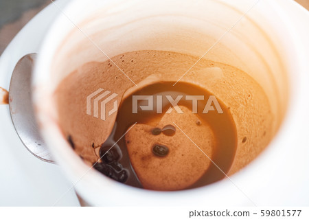 Closeup of empty of coffee cup with coffee stains. 59801577