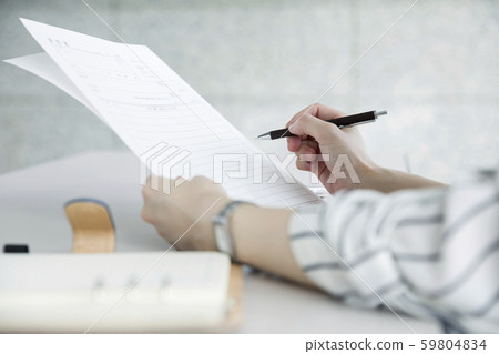Business interview image Business woman hand checking resume Business interview image Business woman hand checking resume 59804834