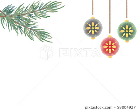 Fir tree and ornament Christmas background watercolor illustration material 59804927
