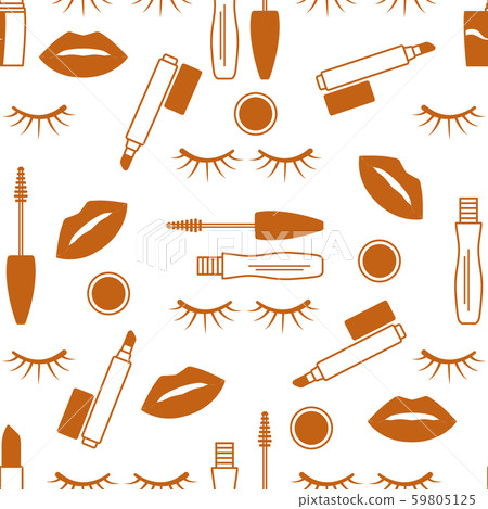 Seamless pattern Eyelashes, lips, mascara lipstick Seamless pattern Eyelashes, lips, mascara lipstick 59805125