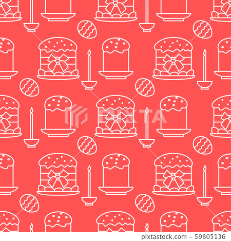 Seamless pattern with Easter cakes, candle, eggs Seamless pattern with Easter cakes, candle, eggs 59805136
