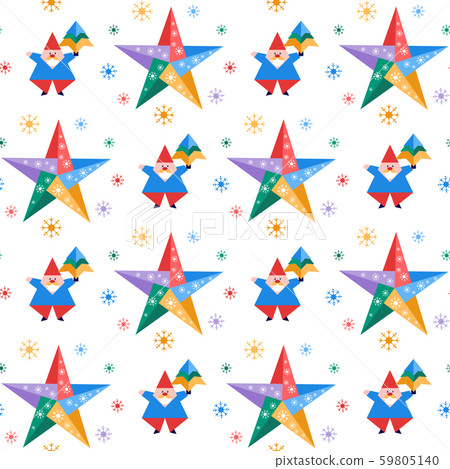 New year 2020 Christmas pattern Santa tree origami 59805140