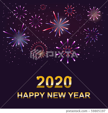 Happy new year with firework background for posters, cards, headers, website. vector illustration. 59805197