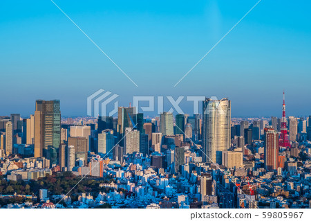 Japan Tokyo Landscape with skyscrapers typical sight of Tokyo, Japan 59805967