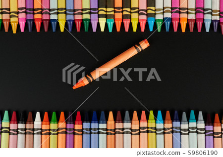 One orange color crayon One orange color crayon 59806190