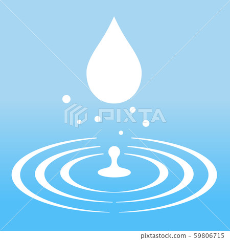 Water drop and ripple icon blue background 59806715