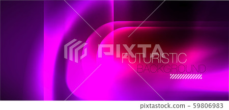 Neon glowing techno lines, blue hi-tech futuristic abstract background template 59806983