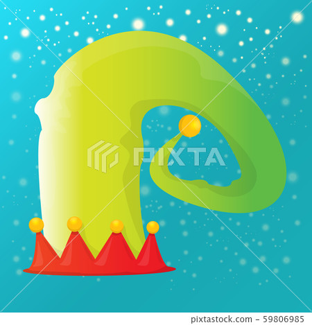 vector funky red and green stripped cartoon christmas elf hat on azure sky background with stars vector funky red and green stripped cartoon christmas elf hat on azure sky background with stars 59806985