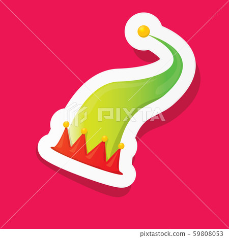 vector funky cartoon cute christmas elf hat isolated on pink background. vector kids colorful elf vector funky cartoon cute christmas elf hat isolated on pink background. vector kids colorful elf 59808053