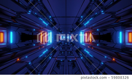 futuristic sci-fi space hangar tunnel corridor with nice reflctions 3d rendering 3d illustration 59808326