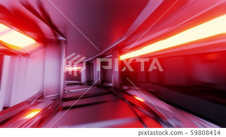 clean golden tunnel corridor with glowing lights 3d illustration background wallpaper 59808414