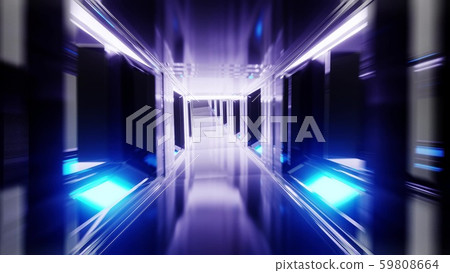futuristic clean scifi glass tunnel corridor with glowing lights 3d illustration wallpaper 59808664
