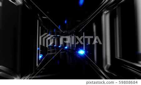 futuristic clean scifi glass tunnel corridor with glowing lights 3d illustration wallpaper 59808684
